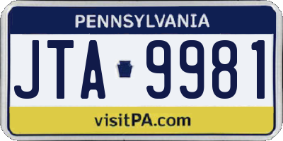 PA license plate JTA9981