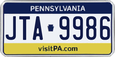 PA license plate JTA9986