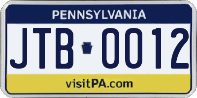 PA license plate JTB0012