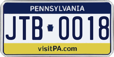 PA license plate JTB0018