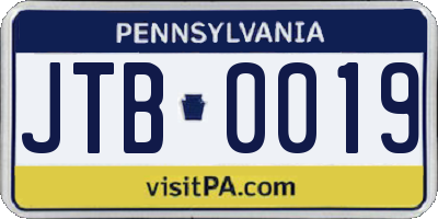 PA license plate JTB0019