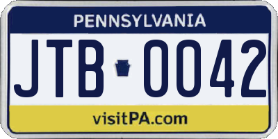 PA license plate JTB0042