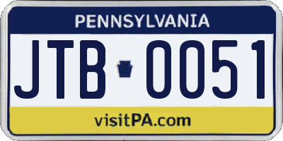 PA license plate JTB0051