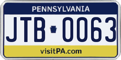 PA license plate JTB0063