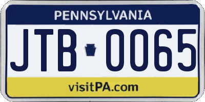 PA license plate JTB0065