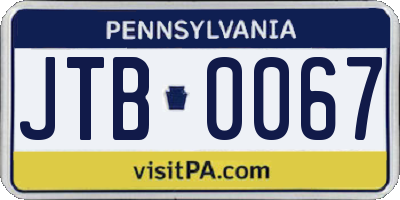 PA license plate JTB0067