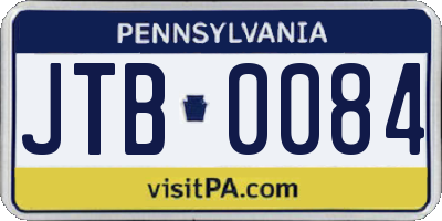 PA license plate JTB0084