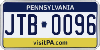 PA license plate JTB0096