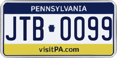 PA license plate JTB0099