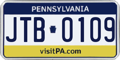 PA license plate JTB0109