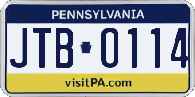 PA license plate JTB0114