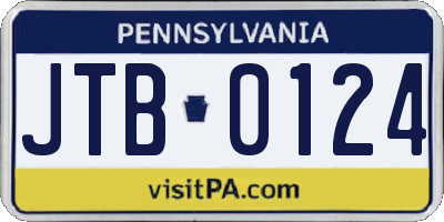 PA license plate JTB0124