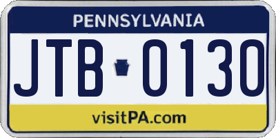 PA license plate JTB0130