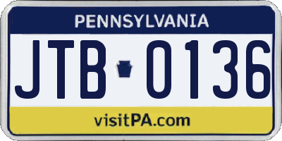 PA license plate JTB0136
