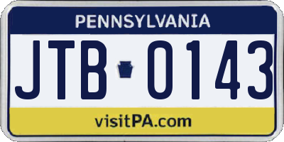 PA license plate JTB0143