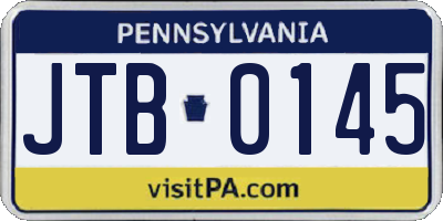 PA license plate JTB0145