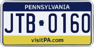 PA license plate JTB0160