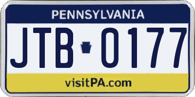 PA license plate JTB0177
