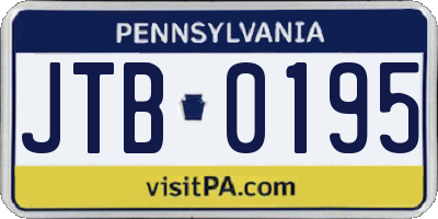 PA license plate JTB0195