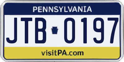 PA license plate JTB0197