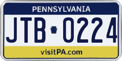 PA license plate JTB0224