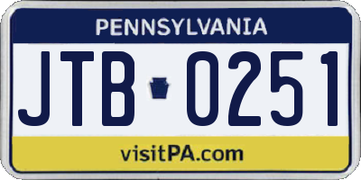 PA license plate JTB0251
