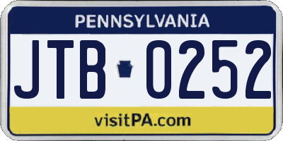 PA license plate JTB0252
