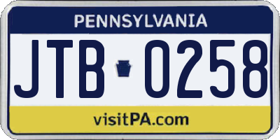 PA license plate JTB0258