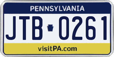 PA license plate JTB0261