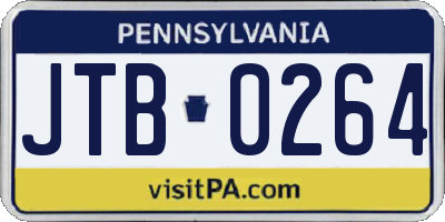 PA license plate JTB0264