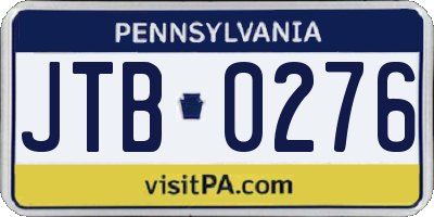 PA license plate JTB0276
