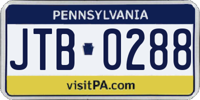 PA license plate JTB0288
