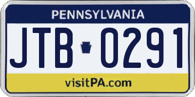 PA license plate JTB0291