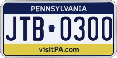 PA license plate JTB0300
