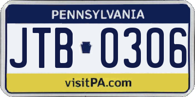 PA license plate JTB0306