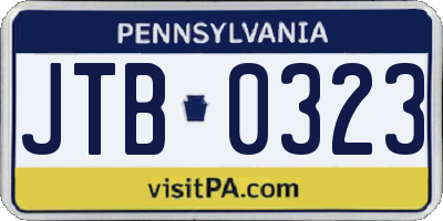 PA license plate JTB0323
