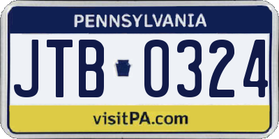 PA license plate JTB0324