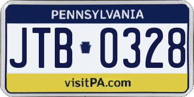 PA license plate JTB0328