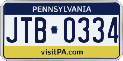PA license plate JTB0334
