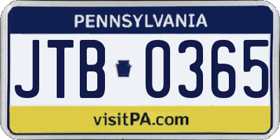 PA license plate JTB0365