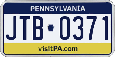PA license plate JTB0371