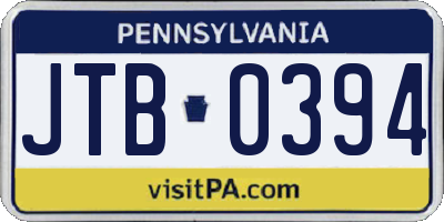 PA license plate JTB0394