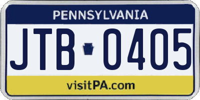 PA license plate JTB0405