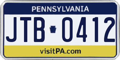 PA license plate JTB0412
