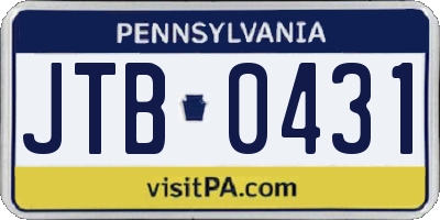 PA license plate JTB0431