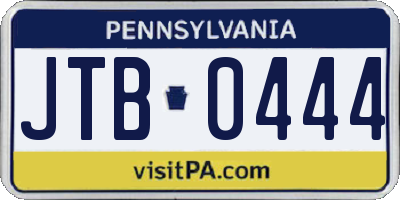 PA license plate JTB0444