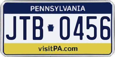 PA license plate JTB0456