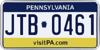 PA license plate JTB0461