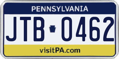 PA license plate JTB0462