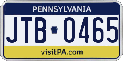 PA license plate JTB0465